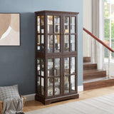 Curio Display Cabinet,Antique Display Cabinet with Glass Doors Adjustable Shelves for Collectibles W2275P231688