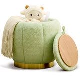 Storage Ottoman, Modern Round Floral Footrest with Soft Padded Seat, Teddy Velvet Footstool, Accent 38992663