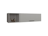 Wall Shelf 14.9" H, with 1 Door and 3 Shelves, Smokey Gray B097P250878