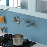 Pot Filler Faucet - Wall Mount Kitchen Sink Faucet Folding Stretchable with Single Hole Two Handles W124365377
