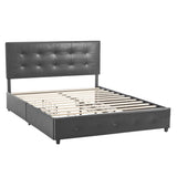 Upholstered Queen Platform Storage Bed Frame with 4 Drawers, Adjustable Headboard with Faux Leather 94234811