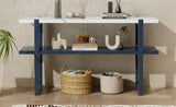 TREXM Retro Elegant Console Table with Marble-Effect Top and Versatile Storage Solutions for N715P196906M