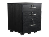 FCH Black Wood Grain Density Board Three Drawers Wooden Filing Cabinet 38131424
