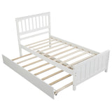Twin size Platform Bed with Trundle, White WF195106AAK