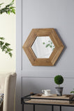 18.5" x 18.5" Hexagon Mirror with Natural Wood Frame, Wall Decor for Living Room Bathroom Hallway, W2078133974