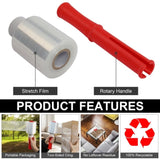 12pcs Polyethylene 4in*800ft Stretch Wrap, Clear, Includes Two Red Handles 72834252