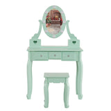 Kids Vanity Set with Mirror and Lights and Stool, 5 Storage Drawers, Pretend Play Princess Makeup 92849524
