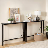 2 Pack 39.4" Narrow Console Sofa Table with Power Outlets and USB Ports, Long 80830381