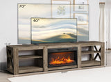70 inch washed gray double-sided cross fireplace cabinet 177.8 * 34.5 * 60cm 23 inch fireplace core 41189429