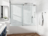 60*76" Fixed & Sliding Shower Door, Round Tube Hardware, Clear Glass Shower Door, 3/8 SGCC 89312418