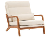 High Back Solid Wood Armrest Backrest Iron Frame Linen Indoor Leisure 23435741