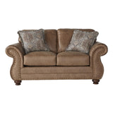 Leinster Fabric Loveseat with Antique Bronze Nailheads in Jetson Ginger T2574P196593