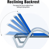 Patio Chaise Lounge Adjustable Aluminum Pool Lounge Chairs with Arm All Weather Pool Chairs for W1859109677