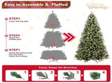 Artificial 7ft Green LED-lit Christmas Tree with 2178PE/PVC Mixed Branch Tips,Red fruit and Pine 94776815