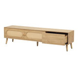 Boho TV Stand for TVs up to 80'' , Modern Farmhouse Media Console, Entertainment Center with Solid 61389525