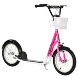 Youth Scooter with Adjustable Handlebars and plastic basket 16" Inflatable Rubber Tires -Pink 28314519