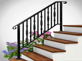 Matte Black Outdoor 4 Level Iron Handrail 88619565