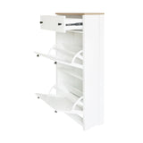 ON-TREND Functional Entryway Organizer with 2 Flip Drawers, Wood Grain Pattern Top Shoe Cabinet with WF308547AAK