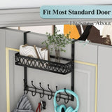 ZNTS Over The Door Hooks Hanger For Clothes, Over The Door Towel Rack With Basket, Coat Hanger Over Door 96396165