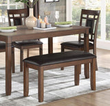 ZNTS Classic Cherry Finish 6pc Dinng Set Table Bench 4x Chairs Faux Leather Upholstery Kitchen Dining B011P194596