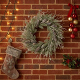 24" Christmas Pine Wreath Pinecone & Greenery Holiday Door Decoration Pre-Lit or Natural Style for 80231284