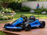 Kids Electric Drift Go Kart 24V, Dual Motor Soft Start Ride-On Kart with PU Wheels, Blue 08859153