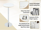 Rock slab circular tabletop non adjustable bar table, bar table with silver legs W2920P443468
