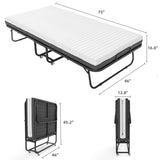 Folding Bed with Mattress Included Memory Foam, Portable Roll Away Adult Bed for Guest, Fold Up Soft W2181P293811