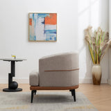 Modern Two-tone Barrel Fabric Chair, Upholstered Round Armchair for Living Room Bedroom Reading 79975814