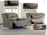 2 Seater Home Theater Recliner Manual Recliner Chair with a LED Light Strip Two Cup Holders and a WF323622AAE