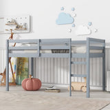 ZNTS Solid Wooden, Rubber Wooden Twin Loft Bed with Ladder, Bed Platform of Strengthened Slats , Grey W504P190928