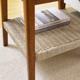 23" Mid-Century Table with Woven Shelf, Boho Table with Storage, Bedside Tables, Small W1801109588