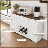 54" Farmhouse Buffet Sideboard with Storage Cabinet & Adjustable Shelf Wood Top Dining Table with W2700P300563
