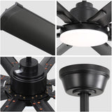 ZNTS 72 Inch Modern Large Design Ceiling Fans With Smart Remote Control 6 Wind Speed DC Motor Black for W934P262456