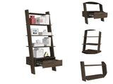 New Haven 1-Drawer 4-Shelf Ladder Bookcase Dark Walnut B06280177