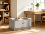 Elevated Dog Feeding Station with Storage Cabinet, 2 Stainless Steel Bowls & Slow Feeder for Large 27547625