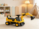 Yellow Toddler Excavator Toy Anti-Tip Design, Manual Shovel, Horn, Hidden Storage 76379800