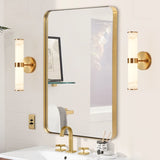 Golden Elegant Resin Wall Sconce,Set of 2,Modern Vertical Light Fixture for Bathrooms, Hallways, W1340P189553