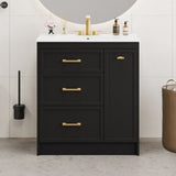 ZNTS Classic 30" Black Bathroom Vanity Set, Floor Standing, with Three Drawers, One of Which is a N729P194978B