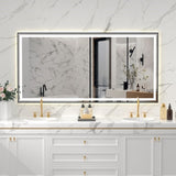 72x36" Black Eco-Friendly Silver MirrorDual LED Light StripsFront and Back Lighting T3177P320579