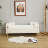 65.35"Wide Corduroy Storage Soft Bench with Armrests, Backrest and Two bolster Pillows for Living W3118P254210
