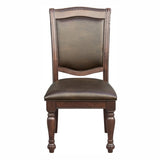 ZNTS Traditional Dining Wooden Side Chairs Set of 2 Brown Cherry Finish Faux Leather Upholstery Home B01149812