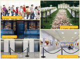 4 PCS Black Stanchions with Black Velvet Rope - Exhibition Crowd Control Poles,with Sand Injection 21045268