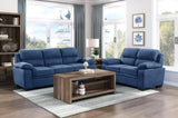 Comfortable Plush Seating Loveseat 1pc Modern Blue Textured Fabric Channel Tufting Solid Wood Frame B011133628