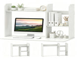Expandable Desktop Bookshelf Organizer, 26"-38" Adjustable Length Countertop Storage Hutch with 68124095