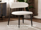 Dining Chairs Set of 2, Metal Kitchen Chairs with Modern Fabric Upholstered for Dining Room, Beige 46940351