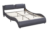 ZNTS Full Size Upholstered Faux Leather Platform Bed with LED Light Bed Frame with Slatted - Black 02525639