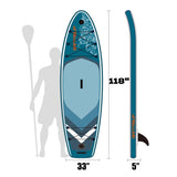 ZNTS Inflatable Stand Up Paddle Board 9.9'x33"x5" With Premium SUP Accessories & Backpack, Wide Stance, W144080668