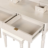 Luxury Vanity Desk with Round Mirror,Height-Adjustable, Stylish Dressing Table Set, 4 Drawers & N844P262897C