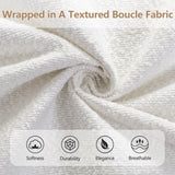 King Size Bed Frame with Boucle Upholstered Thick Headboard, Solid Wooden Legs, White N757P256984K